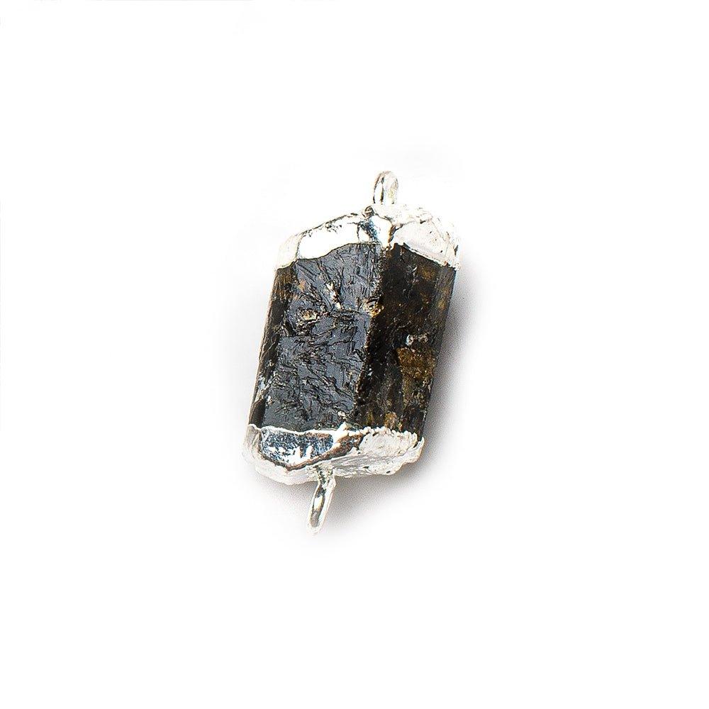 Silver Leafed Brown Tourmaline Connector 1 focal bead 13x12mm average - The Bead Traders