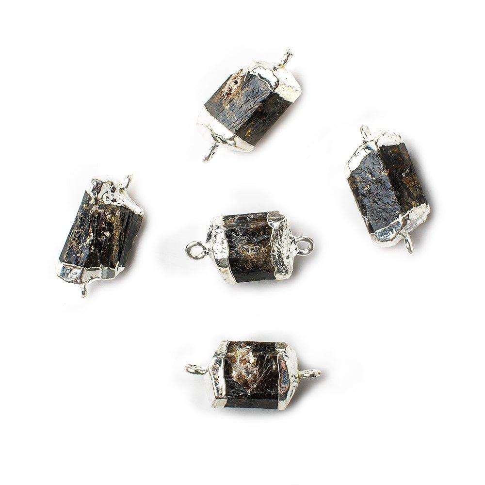 Silver Leafed Brown Tourmaline Connector 1 focal bead 13x12mm average - The Bead Traders