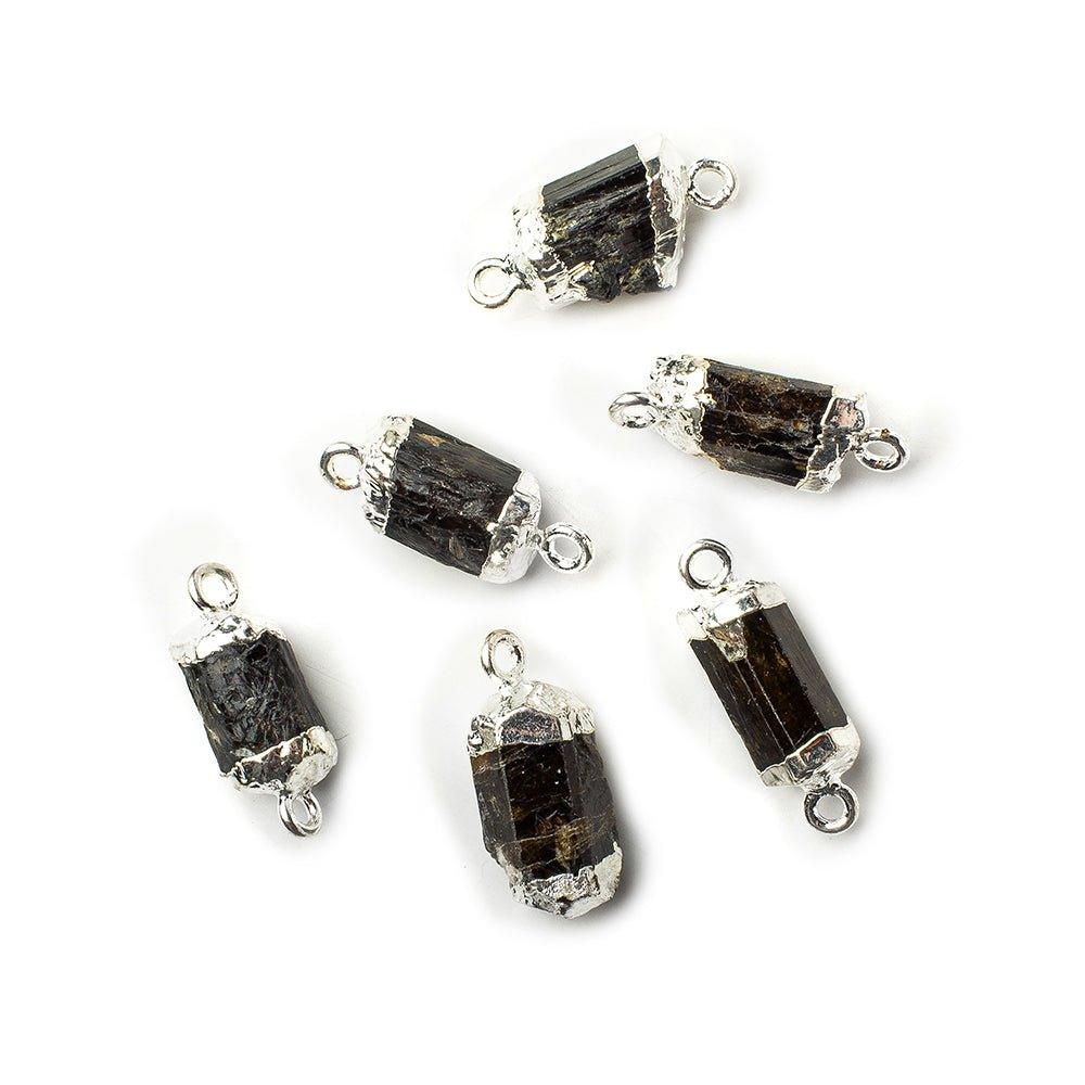 Silver Leafed Brown Tourmaline Natural Crystal Connector 1 piece 20x9mm average size - The Bead Traders