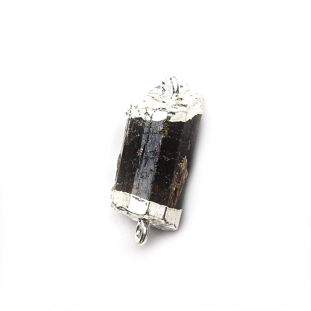 Silver Leafed Brown Tourmaline Natural Crystal Connector 1 piece 27x12mm average size - The Bead Traders