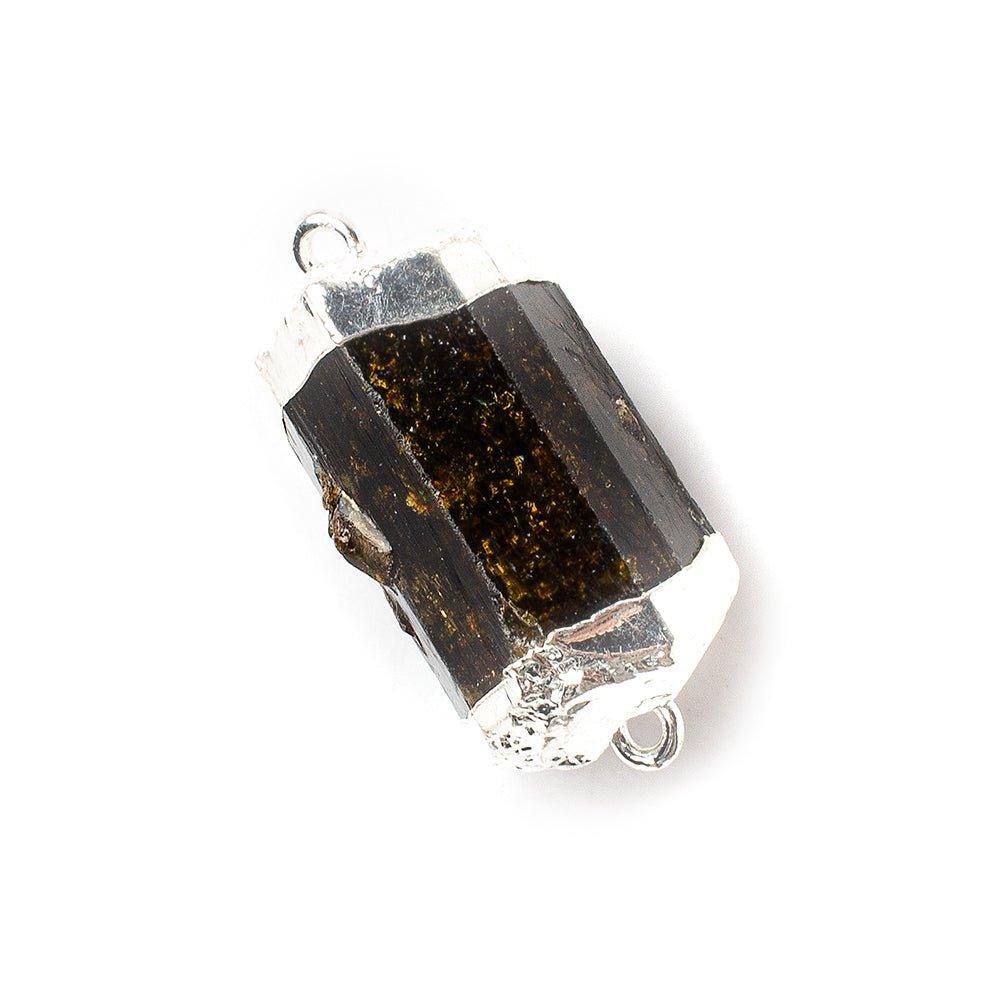 Silver Leafed Brown Tourmaline Natural Crystal Connector 1 piece 27x17x14mm - The Bead Traders