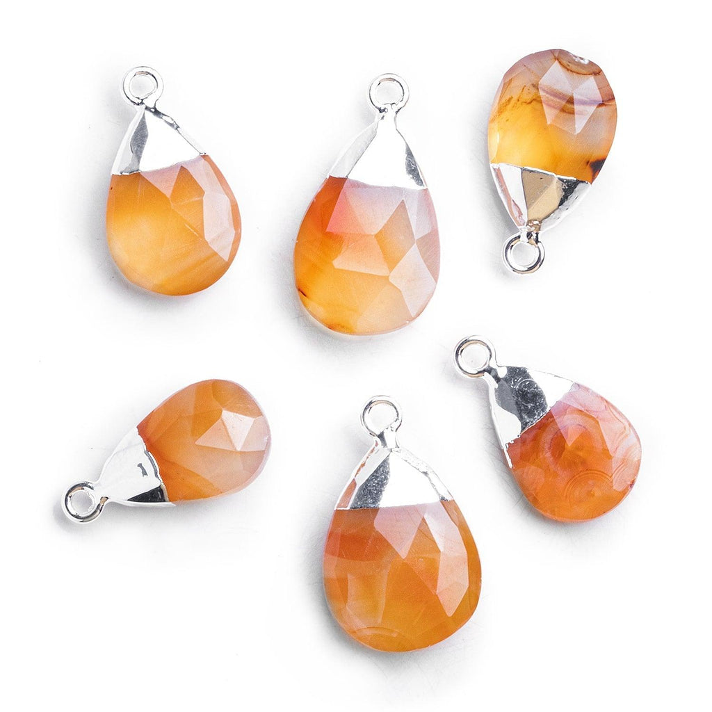 Silver Leafed Carnelian Pear Pendant 1 Piece - The Bead Traders