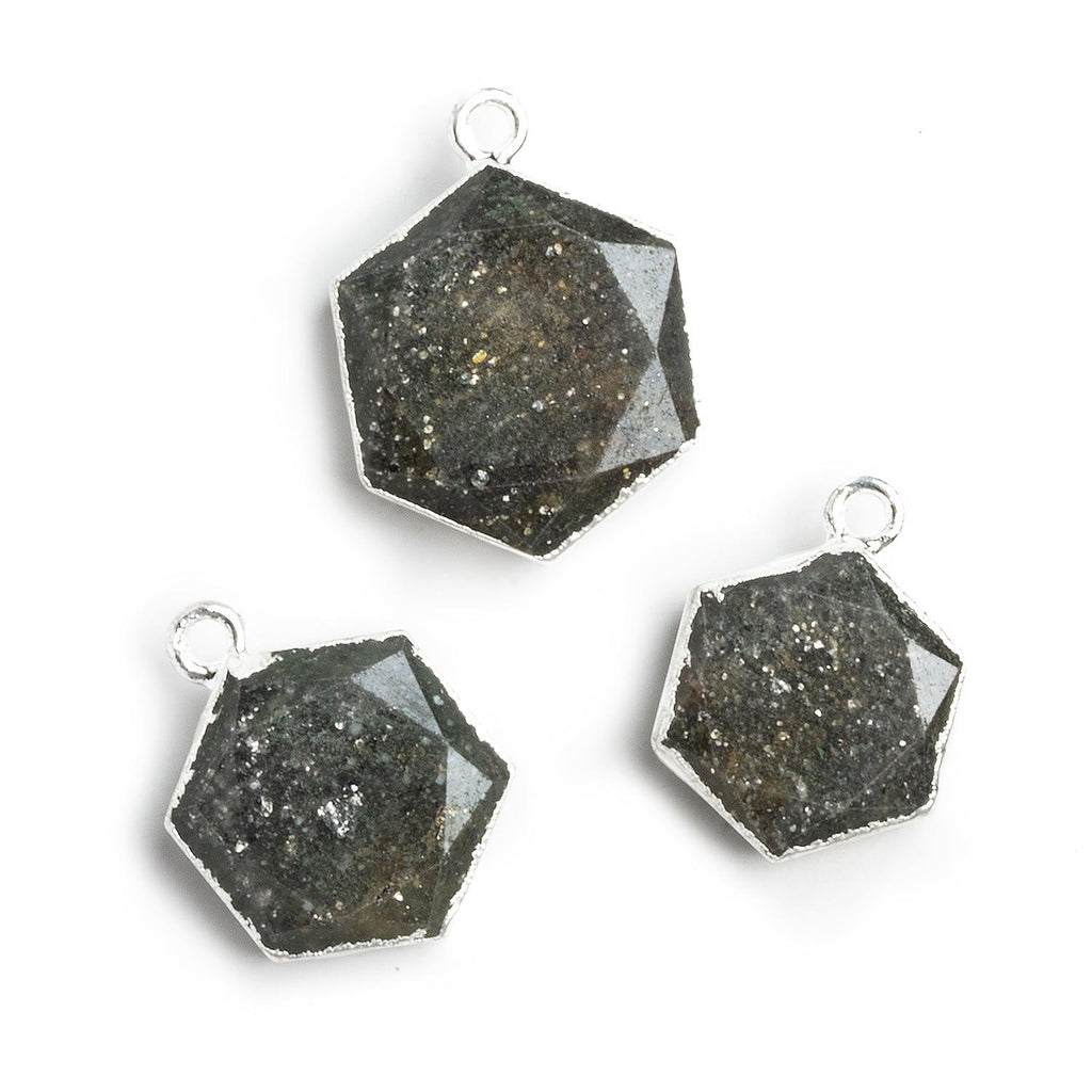 Silver Leafed Celestial Quartz Hexagon Pendant 1 Bead - The Bead Traders