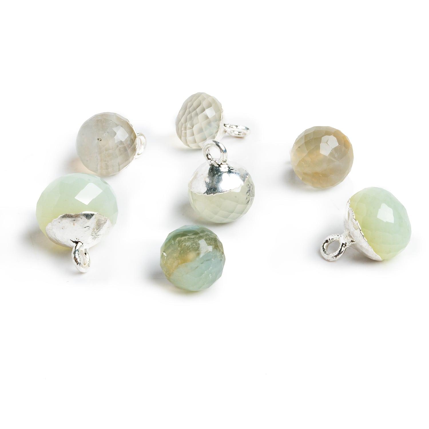 Silver Leafed Chalcedony Candy Kiss Pendants - Lot of 7 - The Bead Traders