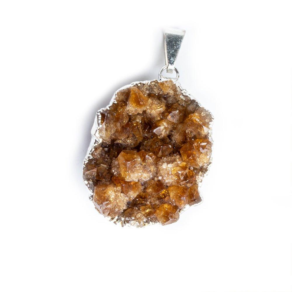 Silver Leafed Citrine Natural Crystals Focal Pendant 1 Piece - The Bead Traders