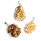 Silver Leafed Citrine Natural Crystals Focal Pendant 1 Piece - The Bead Traders