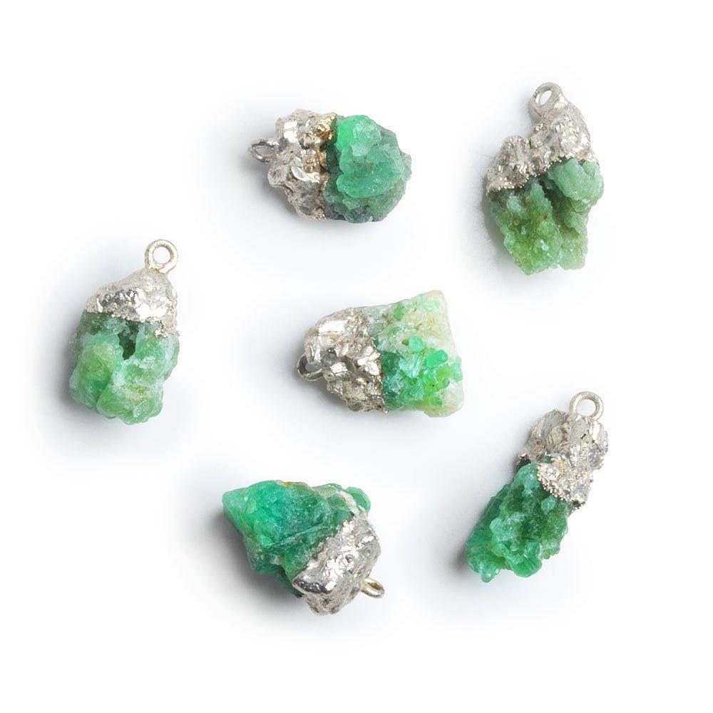 Silver Leafed Columbian Emerald Natural Crystal Pendant - The Bead Traders