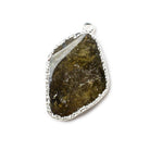 Silver Leafed Green Tourmaline nugget Pendant 1 piece 33x24mm - The Bead Traders