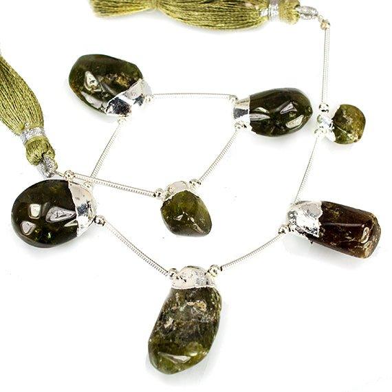 Silver Leafed Grossular Garnet Nugget Beads 11x10x5-23x13x8mm 7 pieces - The Bead Traders