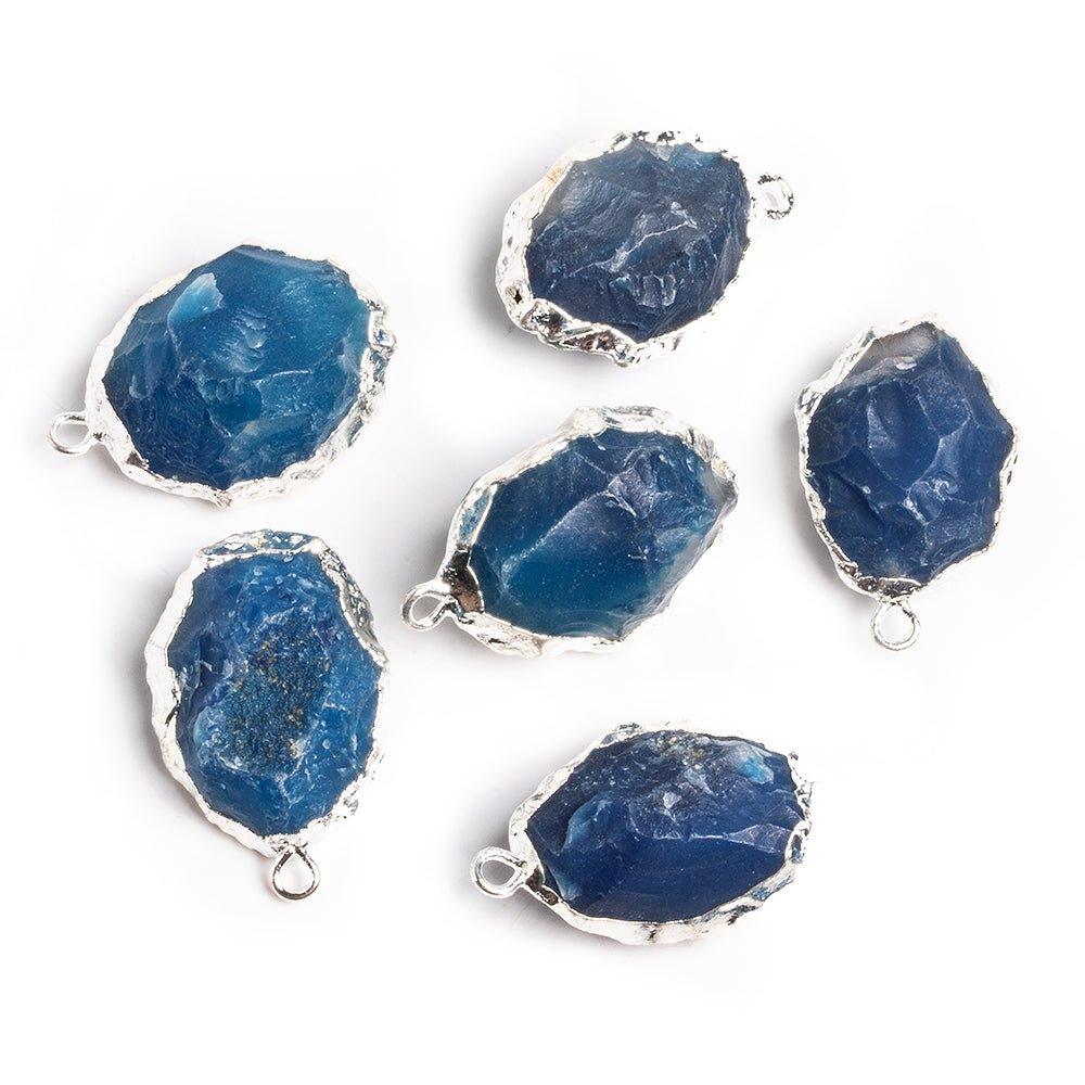 Silver Leafed Hammer Faceted Agate Oval Pendant 1 Piece - The Bead Traders