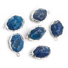 Silver Leafed Hammer Faceted Agate Oval Pendant 1 Piece - The Bead Traders