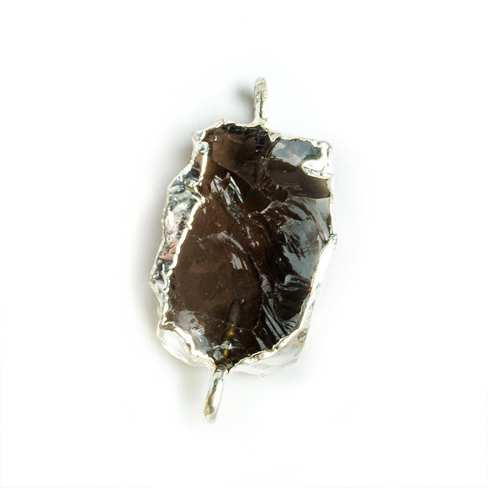 Silver Leafed Hammer Faceted Dark Smoky Quartz Connector Bead 1 Piece - The Bead Traders