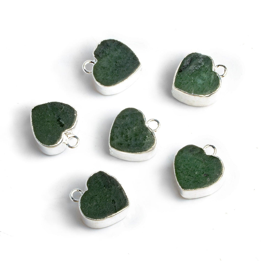 Silver Leafed Jade Heart Pendant 1 Piece - The Bead Traders