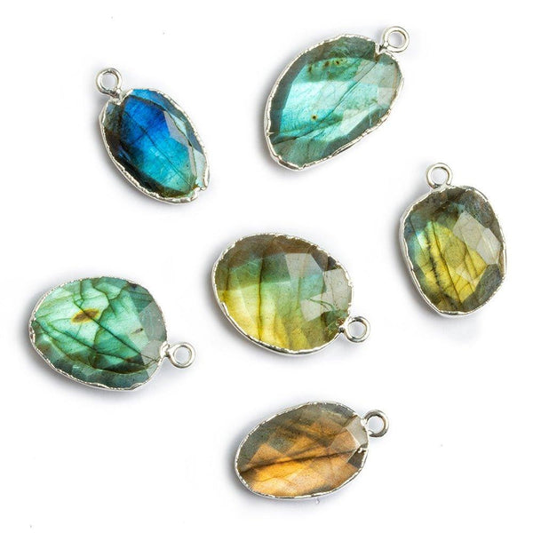 Silver Leafed Labradorite Faceted Nugget Pendant 1 Piece
