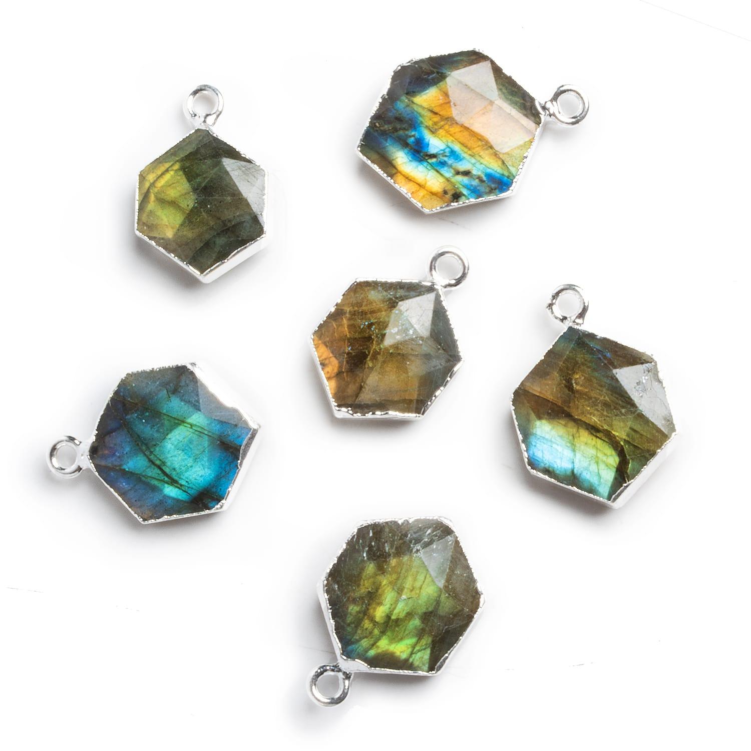 Silver Leafed Labradorite Hexagon Pendant 1 Piece - The Bead Traders