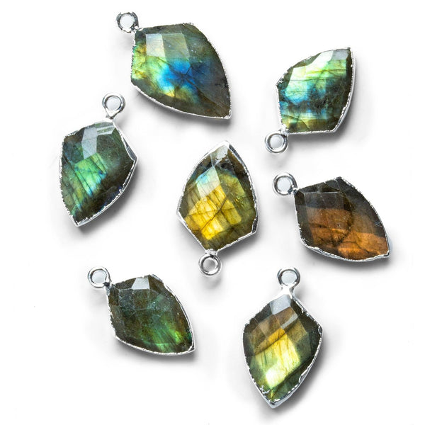 Silver Leafed Labradorite Shield Pendant 1 Piece