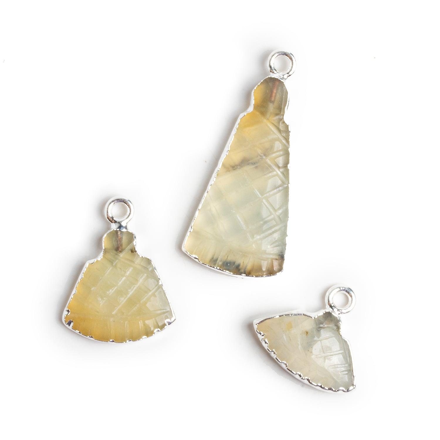 Silver Leafed Peruvian Opal Carved Pendants - Lot of 3 - The Bead Traders