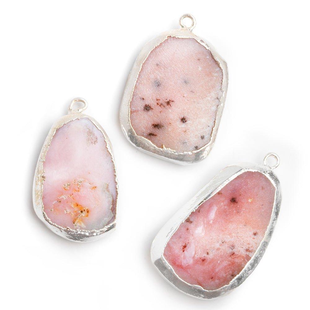 Silver Leafed Pink Peruvian Opal Pendant 1 Piece - The Bead Traders