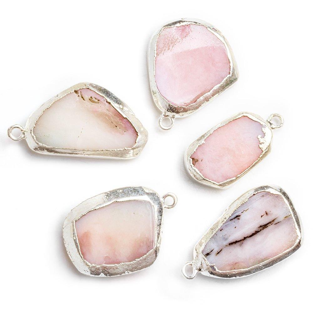 Silver Leafed Pink Peruvian Opal Pendant 1 Piece - The Bead Traders