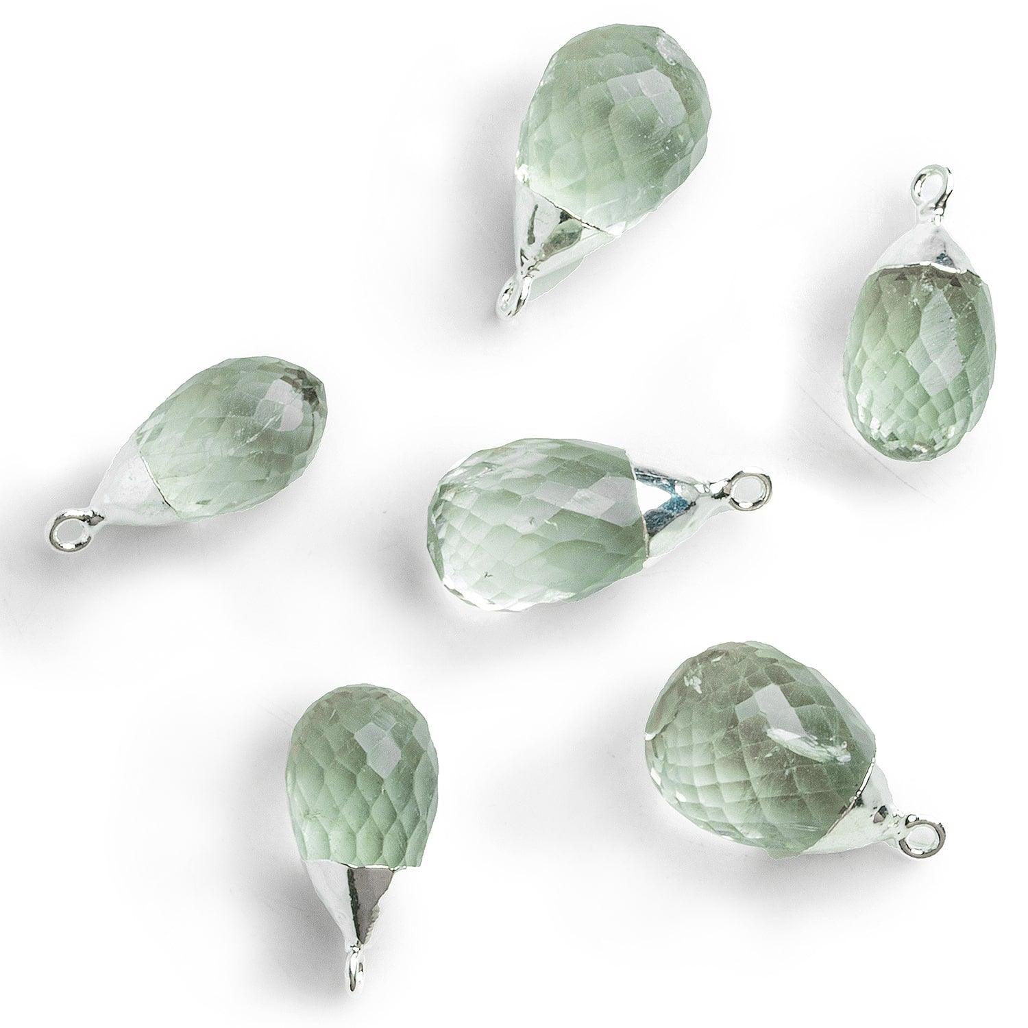 Silver Leafed Prasiolite Teardrop Pendant 1 Piece - The Bead Traders