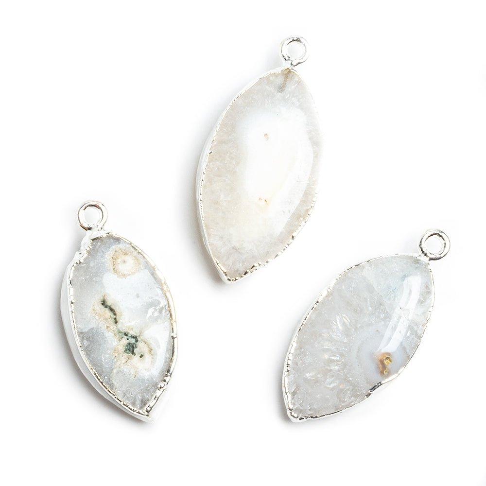 Silver Leafed Solar Quartz Marquise Pendant 1 Piece - The Bead Traders