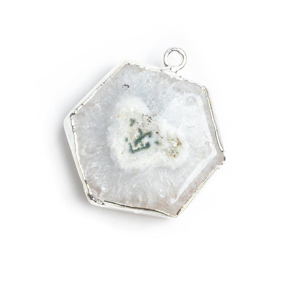 Silver Leafed Solar Quartz Plain Hexagon Pendant 1 Piece - The Bead Traders