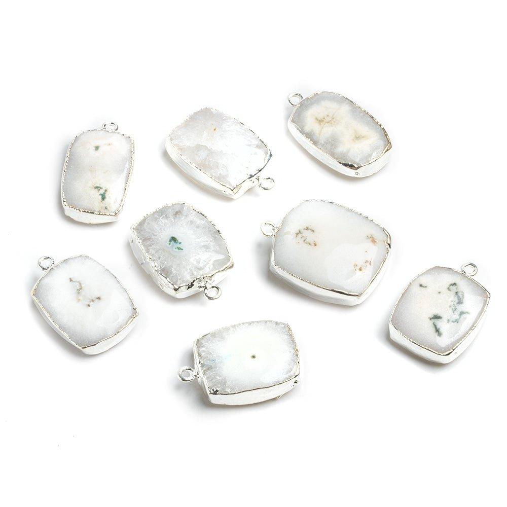 Silver Leafed Solar Quartz Plain Rectangle Pendant 1 Piece - The Bead Traders