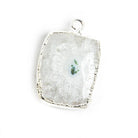Silver Leafed Solar Quartz Plain Rectangle Pendant 1 Piece - The Bead Traders