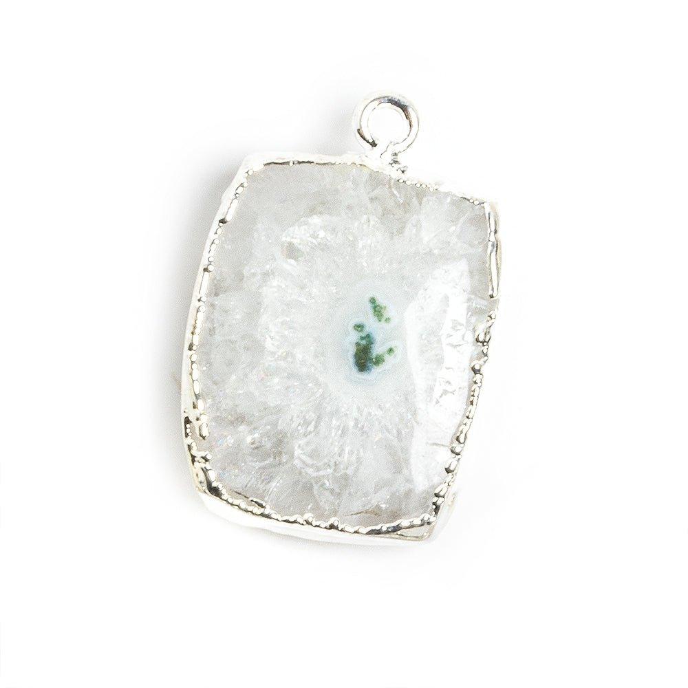 Silver Leafed Solar Quartz Plain Rectangle Pendant 1 Piece - The Bead Traders