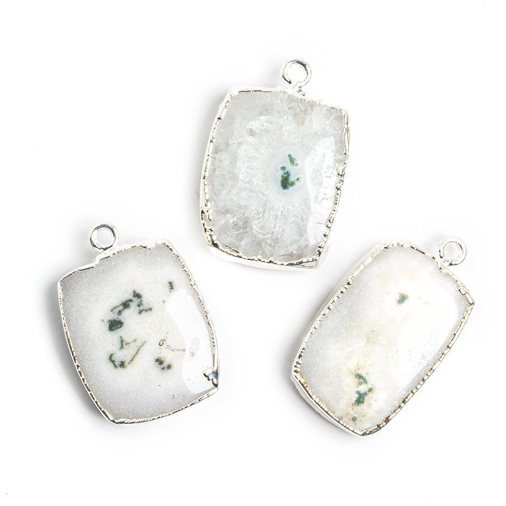 Silver Leafed Solar Quartz Plain Rectangle Pendant 1 Piece - The Bead Traders