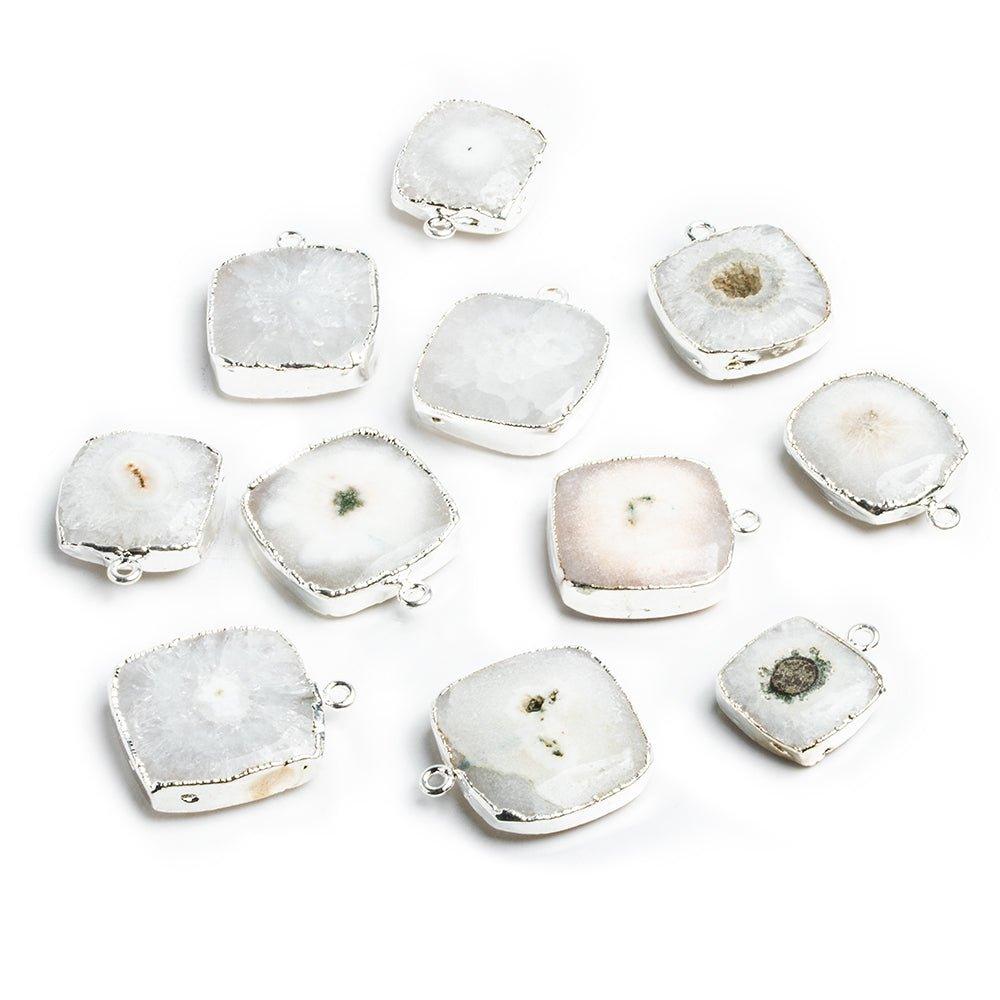 Silver Leafed Solar Quartz Plain Square Pendant 1 Piece - The Bead Traders