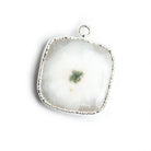 Silver Leafed Solar Quartz Plain Square Pendant 1 Piece - The Bead Traders
