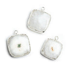 Silver Leafed Solar Quartz Plain Square Pendant 1 Piece - The Bead Traders
