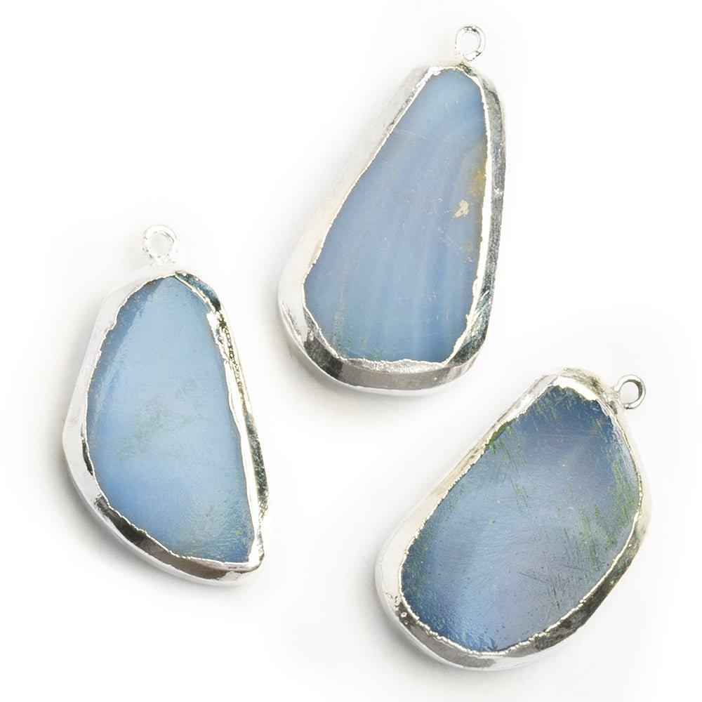 Silver Leafed Turkish Chalcedony Pendant 1 Piece - The Bead Traders