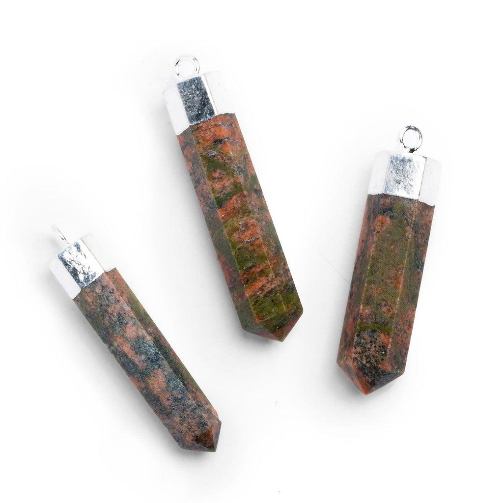 Silver Leafed Unakite Large Point Pendant 1 Piece - The Bead Traders