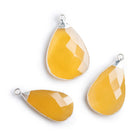 Silver Leafed Yellow Chalcedony Pears - Lot of 3 - The Bead Traders