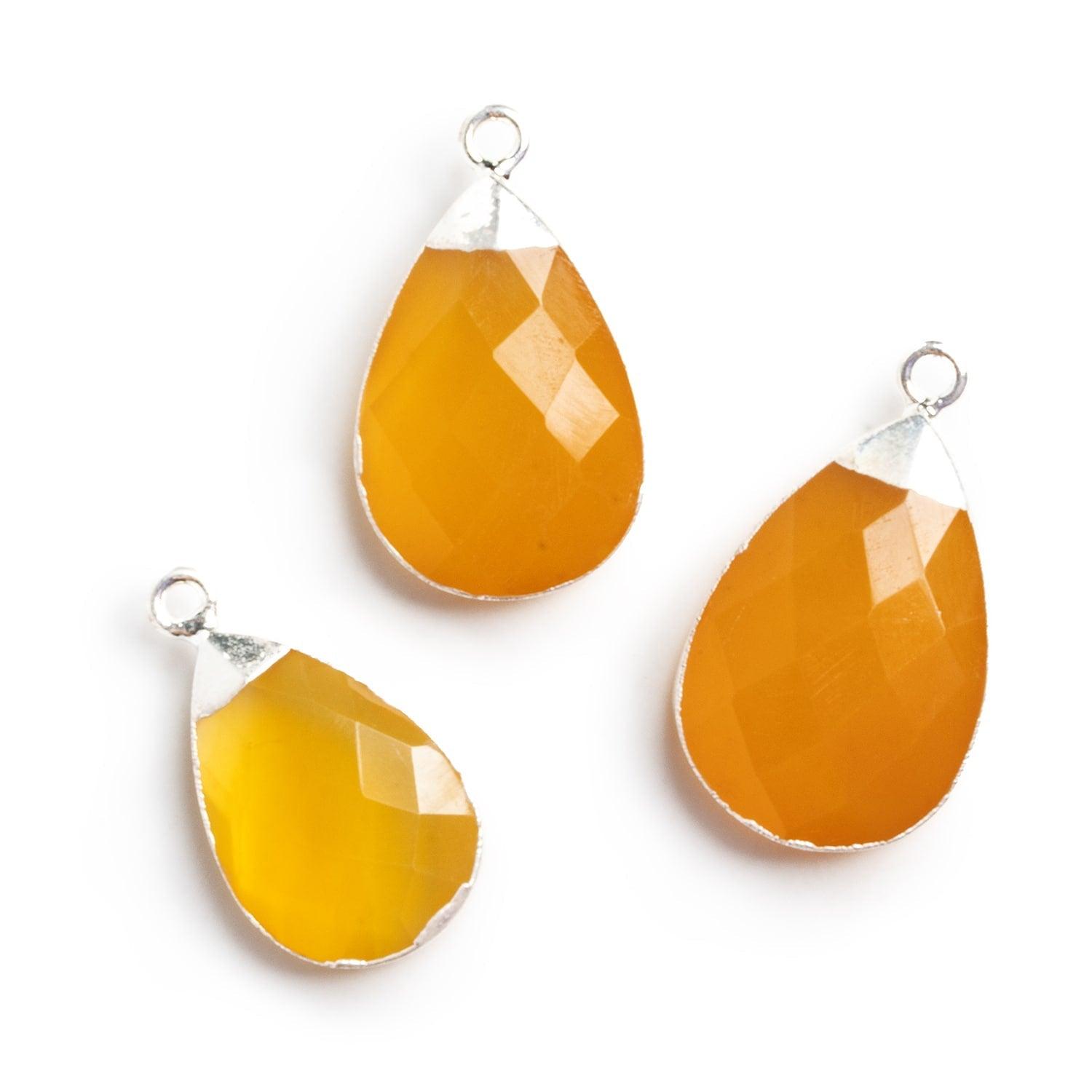 Silver Leafed Yellow Chalcedony Pears - Lot of 3 - The Bead Traders