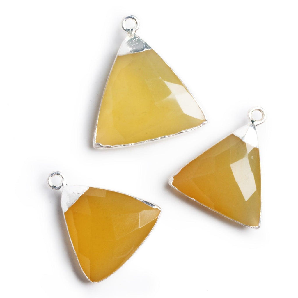 Silver Leafed Yellow Chalcedony Triangle Pendant 1 Bead - The Bead Traders