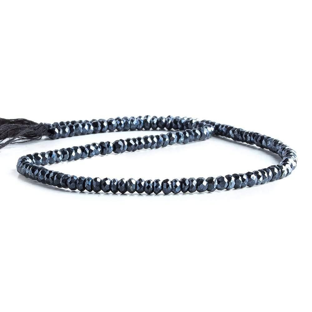Silver Metallic Black Spinel Faceted Rondelles 3.5mm dia. 13 inch 140 beads - The Bead Traders
