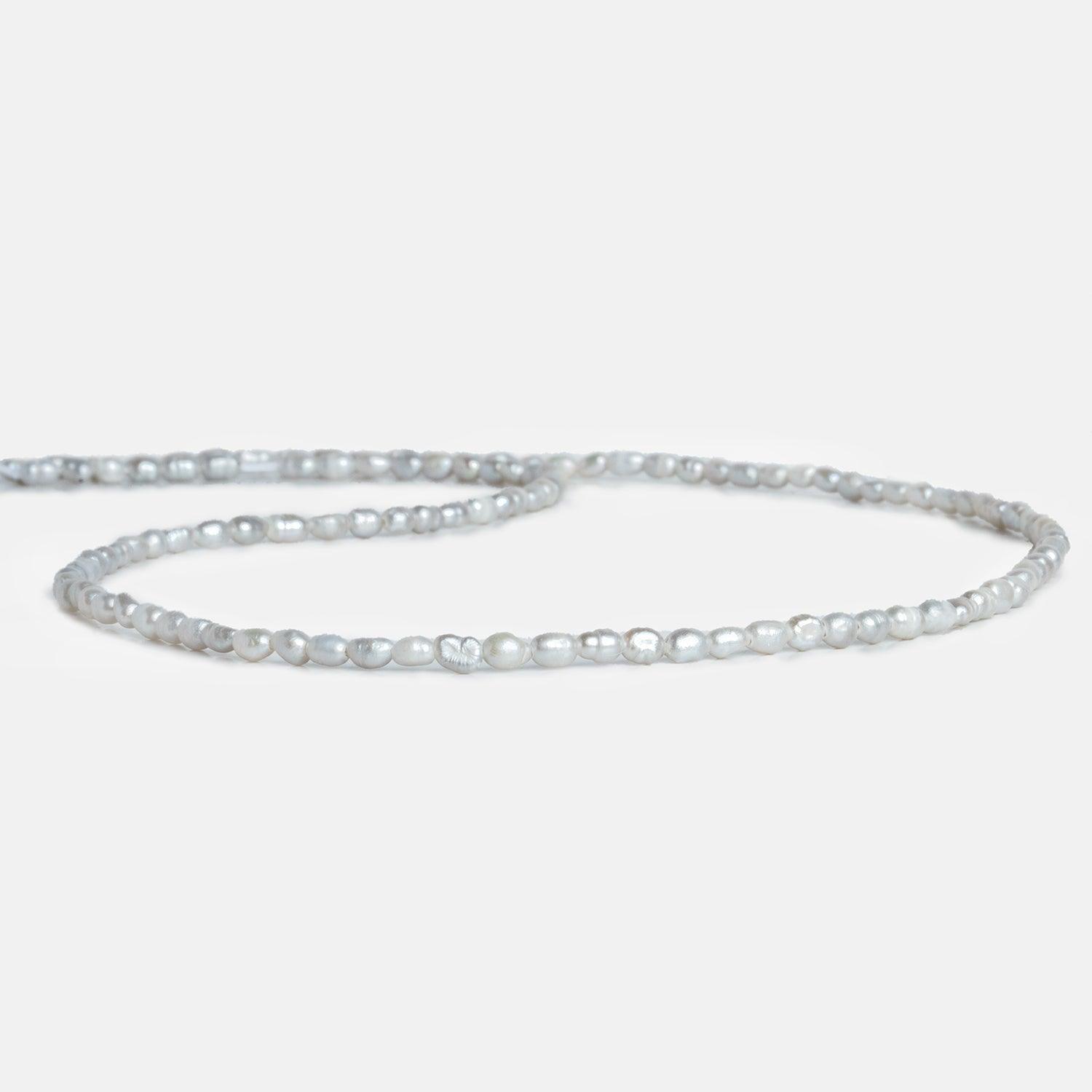 Silver Oval Freshwater Pearls 15 inch 115 pieces - The Bead Traders