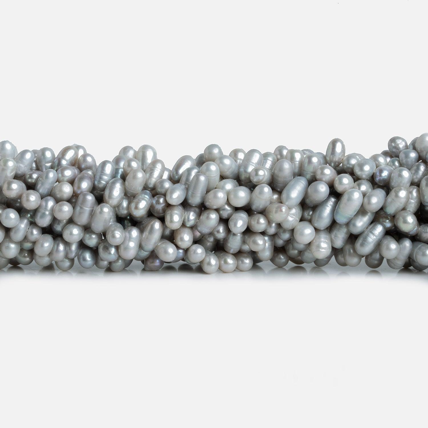 Silver Oval Freshwater Pearls 15 inch 130 pieces - The Bead Traders