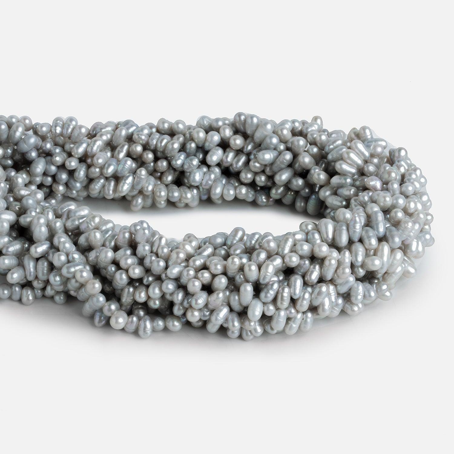 Silver Oval Freshwater Pearls 15 inch 130 pieces - The Bead Traders