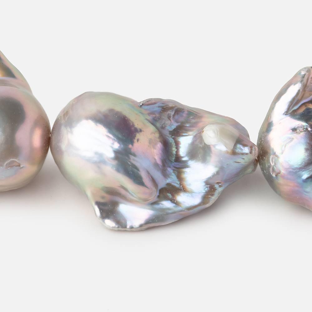 Silver Peacock Ultra Baroque straight drill freshwater Pearls 16 inch 13 pieces 14x27-17x34mm - The Bead Traders