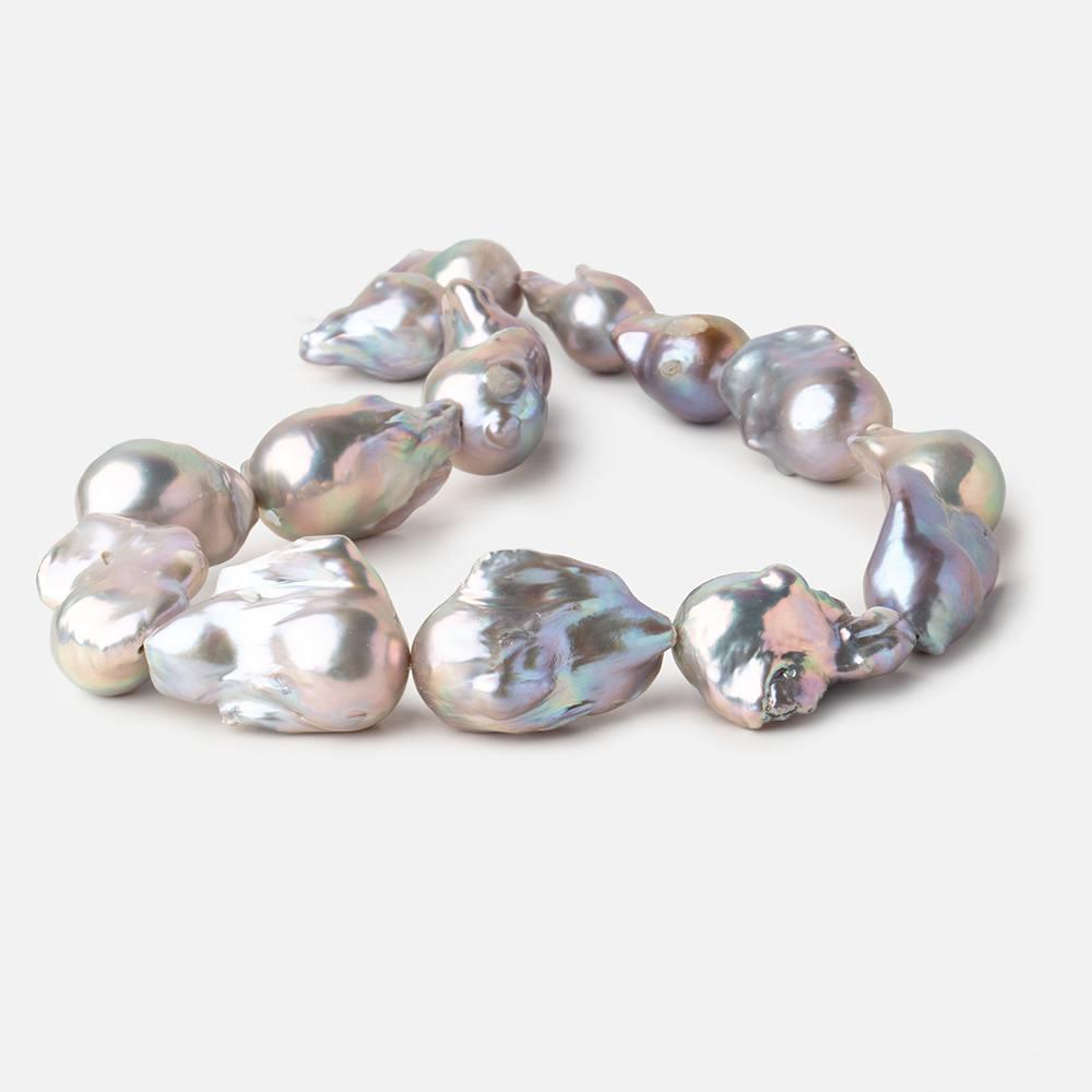 Silver Peacock Ultra Baroque straight drill freshwater Pearls 16 inch 13 pieces 14x27-17x34mm - The Bead Traders
