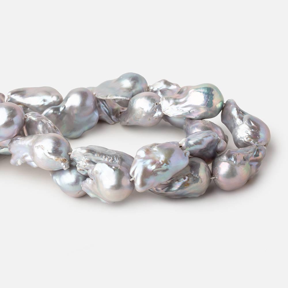 Silver Peacock Ultra Baroque straight drill freshwater Pearls 16 inch 13 pieces 14x27-17x34mm - The Bead Traders