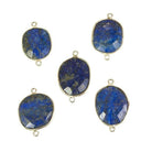 Silver plated Bezeled Lapiz Lazuli Connector 1 piece - The Bead Traders