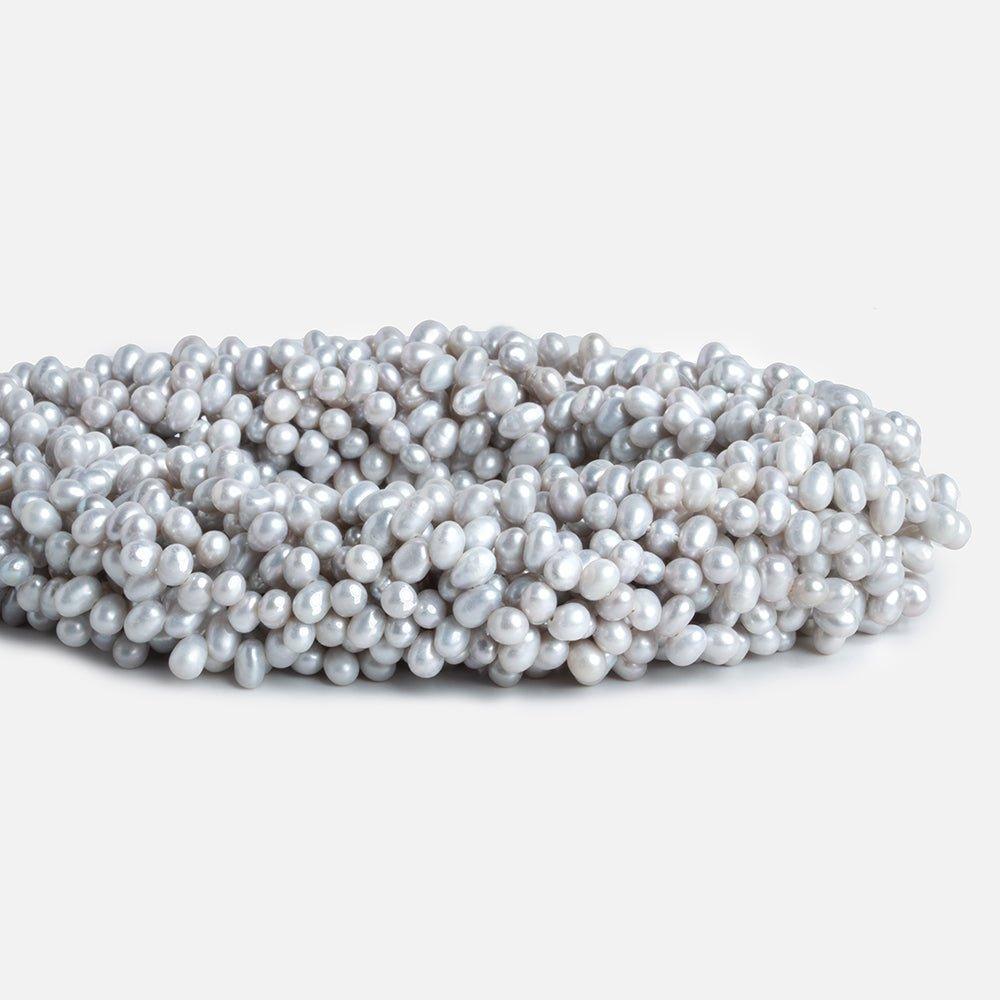 Silver Top Drilled Oval Freshwater Pearls 15 inch 160 pieces - The Bead Traders