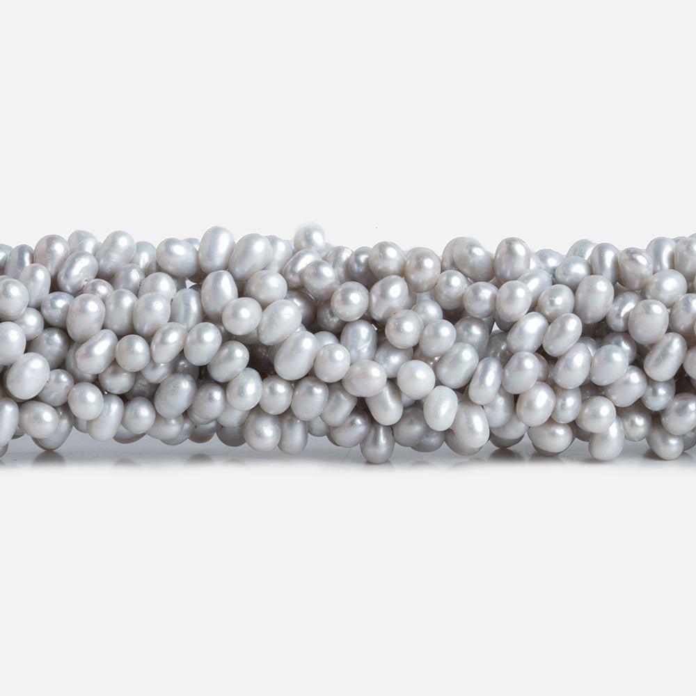 Silver Top Drilled Oval Freshwater Pearls 15 inch 160 pieces - The Bead Traders