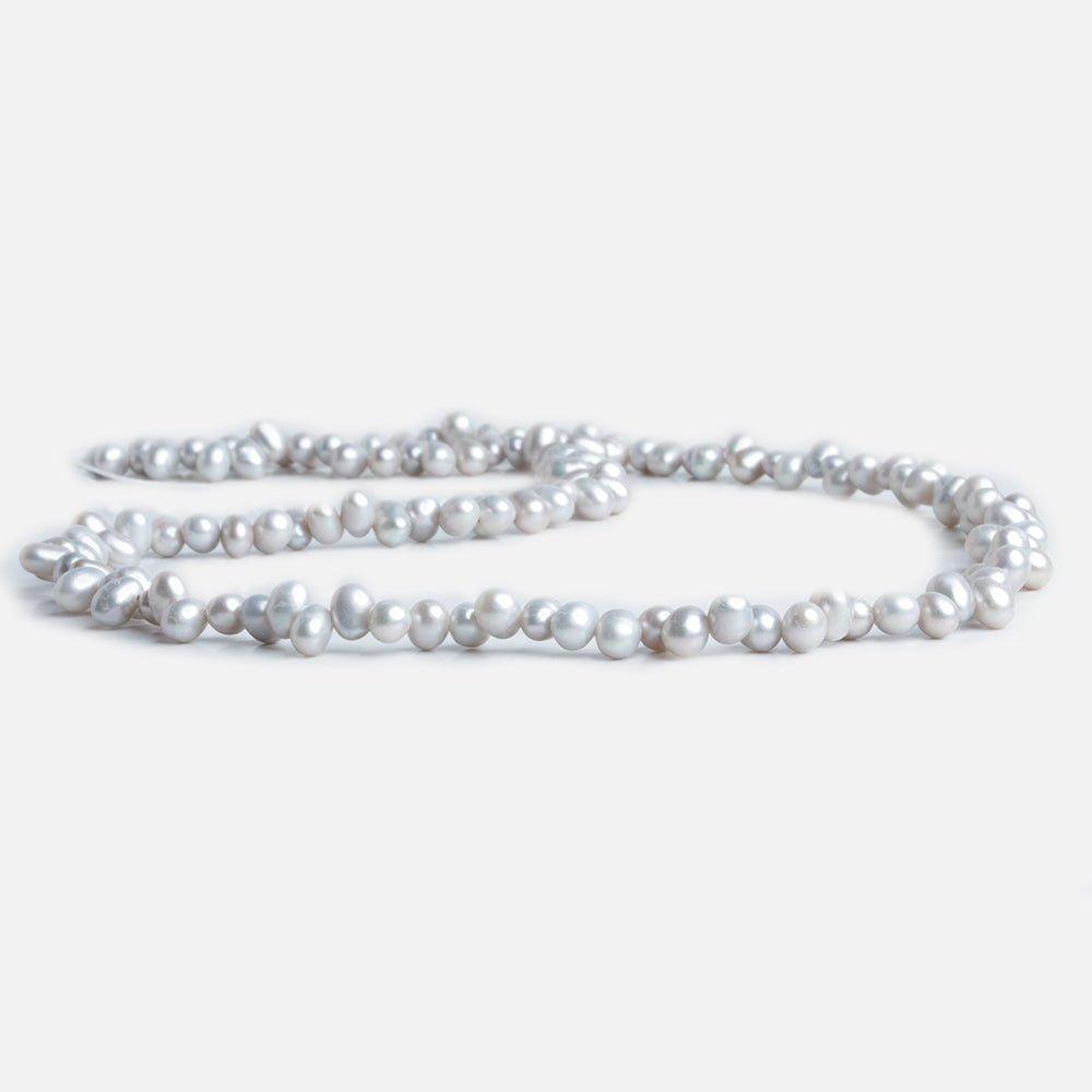 Silver Top Drilled Oval Freshwater Pearls 15 inch 160 pieces - The Bead Traders