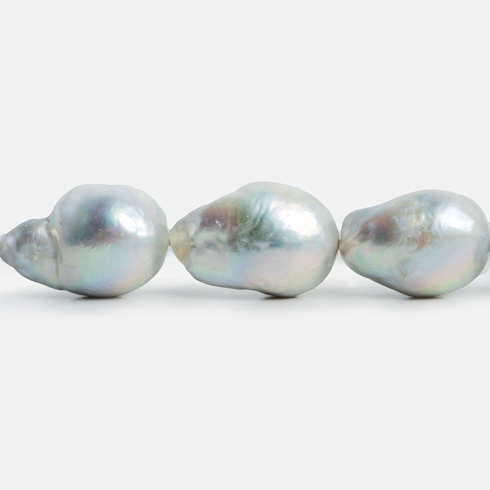 SIlver Ultra Baroque Freshwater Pearls 15 inch 21 pieces - The Bead Traders